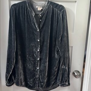 Elegant Velvet Blouse - gray